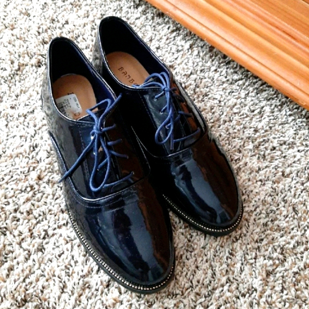 Navy blue dress shoe